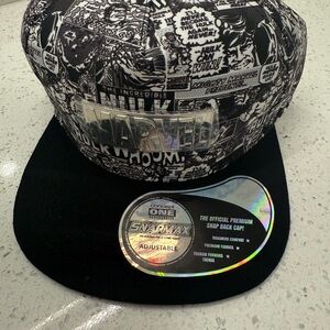 Marvel Black & White Comic-Panel Snapback Hat with Metallic Logo